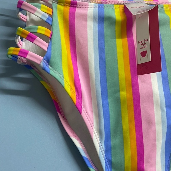 NWT Rainbow High Waisted Swimsuit Bottoms, M - Picture 3 of 4